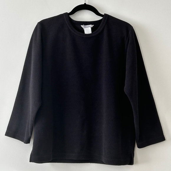 Vanity Fair Black Fleece Crewneck Top - Picture 1 of 15